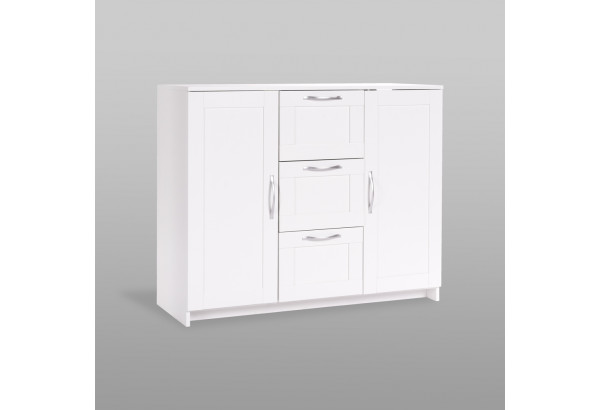 Тумба СИРИУС двухдверная с тремя ящиками, цвет белый - главное фото