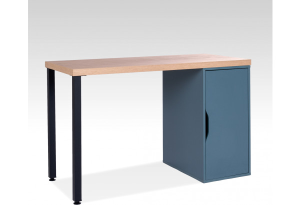 S01521 ИНГАР 1/ДВ/T стол письменный 120x75x55, дуб беленый/серо-бирюзовый/черный - главное фото