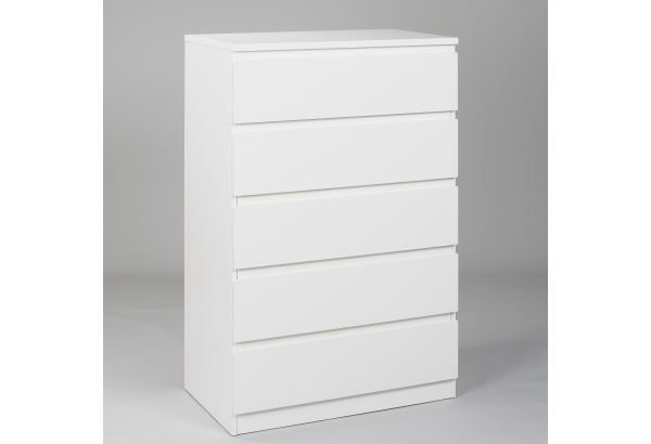 Комод МАЛЬТА высокий с пятью одинаковыми выдвижными ящиками, цвет белый - главное фото