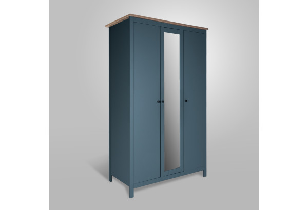 2.08.01.040.16 САГА шкаф 3 двери с зеркалом темно-бирюзовый/ясень - главное фото