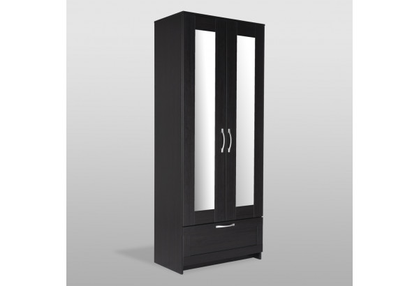 Шкаф СИРИУС двухдверный с одним выдвижным ящикам и двумя зеркалами, цвет Дуб Венге - главное фото