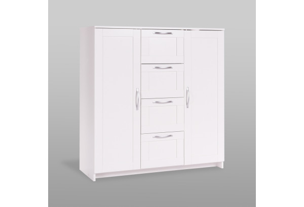 Тумба СИРИУС двухдверная с четырьмя ящиками, цвет белый - главное фото