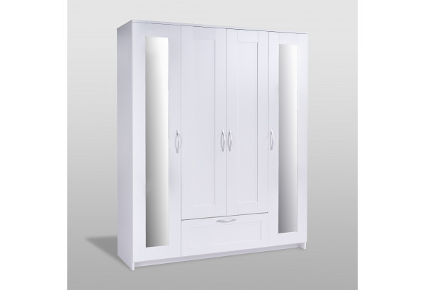 Шкаф комбинированный "Сириус" 4 двери, 1 ящик, 2 зеркала, белый - главное фото