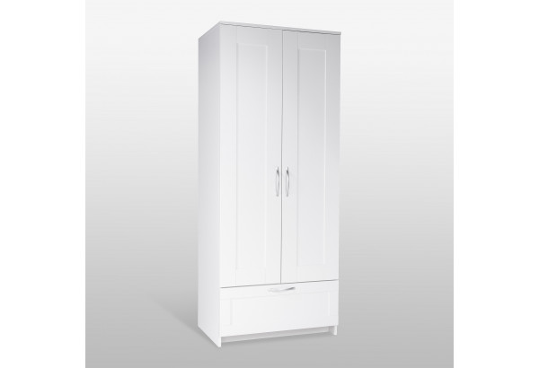 Шкаф СИРИУС двухстворчатый с выдвижным ящиком, белый - главное фото