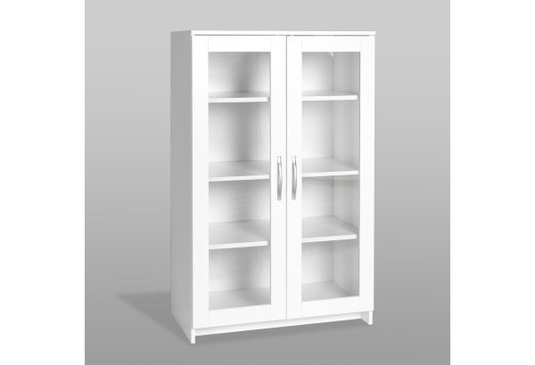 Тумба СИРИУС с двумя стеклянными дверьми, цвет белый - главное фото