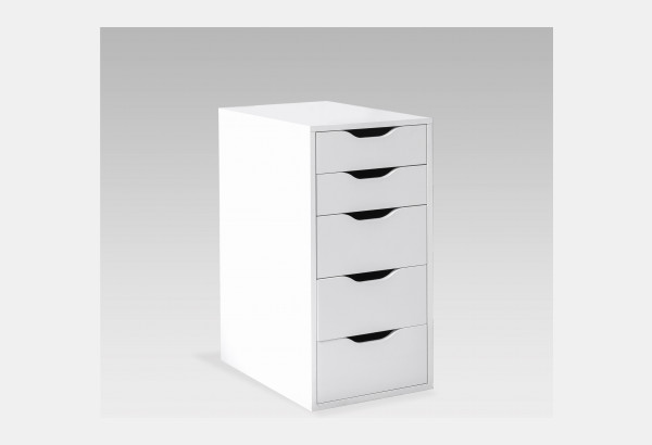 Комод Ингар белый с пятью выдвижными ящиками - главное фото