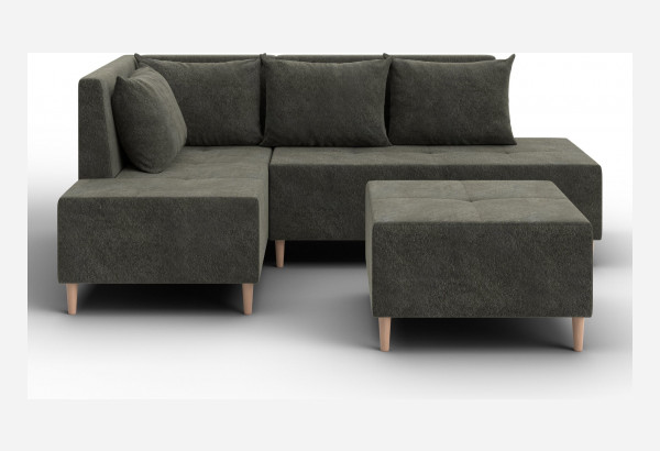 Диван угловой модульный с пуфом Лига-126 угол левый LAIM 10 темно-коричневый (Велюр) - главное фото