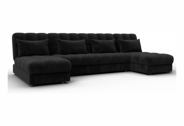 Диван П-образный Лига-116 НПБ SEVEN 35 черный (Велюр) - главное фото
