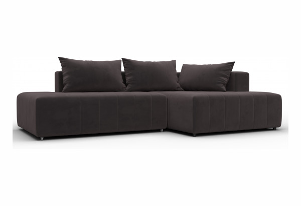 Диван угловой Лига-103 НПБ угол правый SEVEN 727 коричневый (Велюр) - главное фото