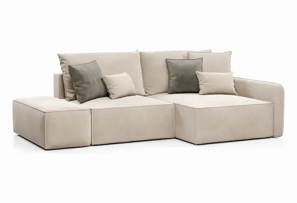 ПОРТЛЕНД Диван угловой с банкеткой светло-бежевый - главное фото