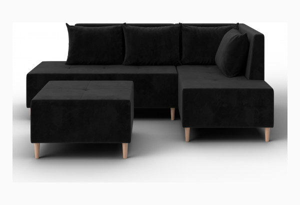 Диван угловой модульный с пуфом Лига-126 угол правый SEVEN 35 черный (Велюр) - главное фото