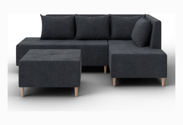 Диван угловой модульный с пуфом Лига-126 угол правый LAIM 26 темно-серый (Велюр) - главное фото