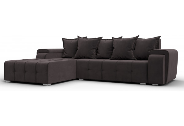 Диван угловой Лига-121 левый угол SEVEN 727 коричневый (Велюр) - главное фото