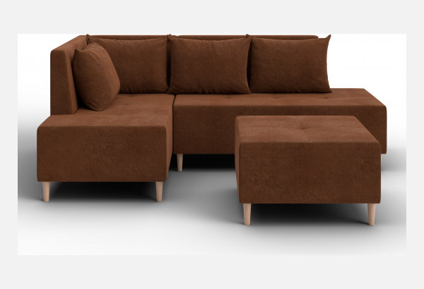 Диван угловой модульный с пуфом Лига-126 угол левый LAIM 14 терракотовый (Велюр) - главное фото