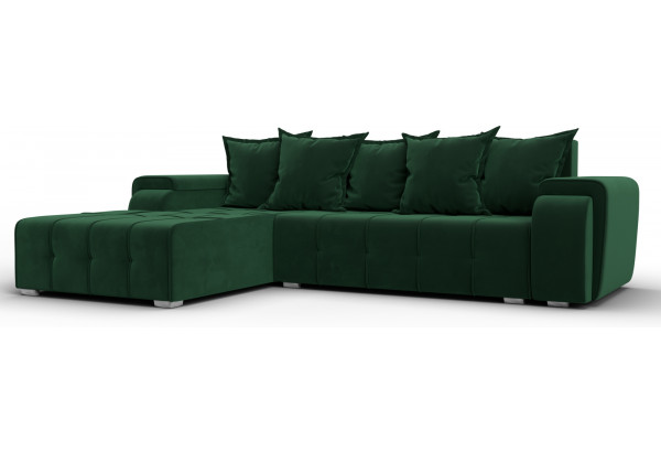 Диван угловой Лига-121 левый угол SEVEN 626 зеленый (Велюр) - главное фото