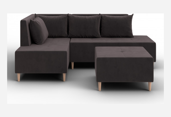 Диван угловой модульный с пуфом Лига-126 угол левый SEVEN 727 коричневый (Велюр) - главное фото