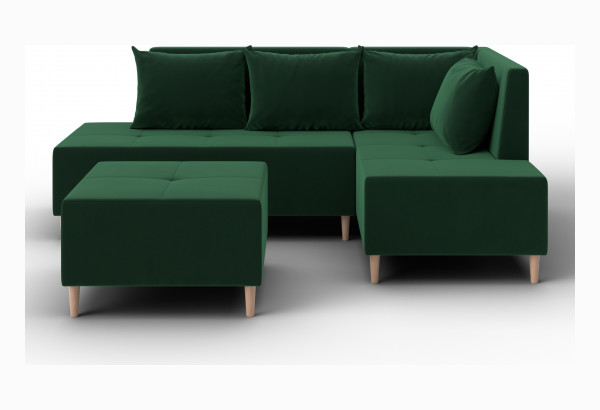 Диван угловой модульный с пуфом Лига-126 угол правый SEVEN 626 зеленый (Велюр) - главное фото