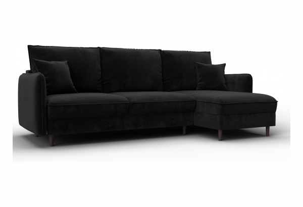 Диван угловой Лига-064 НПБ угол универсальный SEVEN 35 черный (Велюр) - главное фото