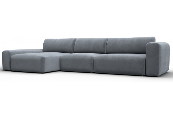 Диван угловой Лига-066 НПБ Лонг угол левый TOWER 10 серый (Велюр) - главное фото