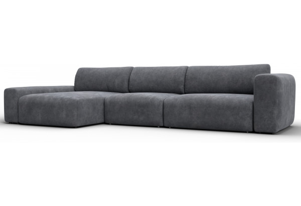 Диван угловой Лига-066 НПБ Лонг угол левый BRUT 16 темно-серый (Велюр) - главное фото