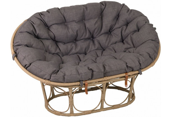 Диван Мамасан, искусственный ротанг, подушка серая - главное фото