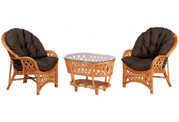 Черчилль Дуэт с овальным столом, подушки коричневые - главное фото