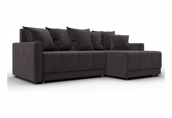 Диван угловой Лига-125 угол универсальный SEVEN 727 коричневый (Велюр) - главное фото