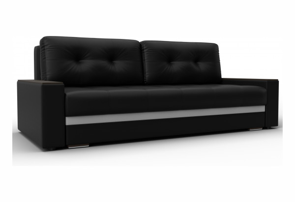 Диван прямой с декором Лига-096 НПБ Черный/Белый (Экокожа) - главное фото