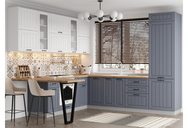 Модульная кухня "Империя" Белый эмалит / Серый эмалит МДФ - главное фото