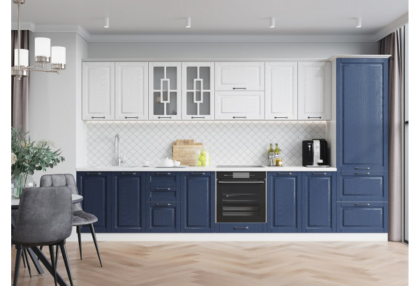 Модульная кухня "Гарда" Белый эмалит / Джинс МДФ 3,6 м - главное фото
