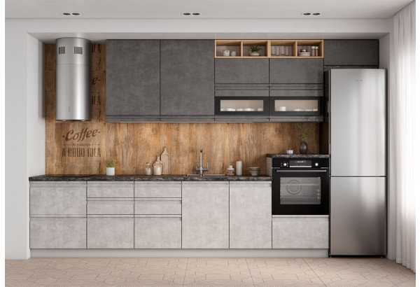 Модульная кухня "Скала" Бетон светлый / Бетон тёмный МДФ Композиция №1 - главное фото