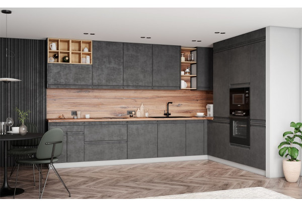 Модульная кухня "Скала" Бетон тёмный МДФ - главное фото