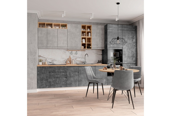 Модульная кухня "Скала" Бетон светлый / Бетон тёмный МДФ Композиция №2 - главное фото