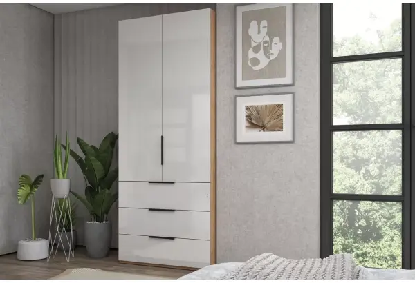 Шкаф 2-х дверный с полками и ящиками, 90 см Люкс - главное фото