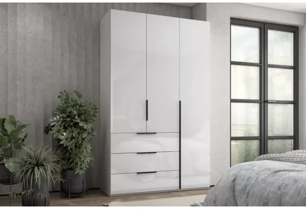 Шкаф 3-х дверный с полками и ящиками, 135 см Люкс - главное фото