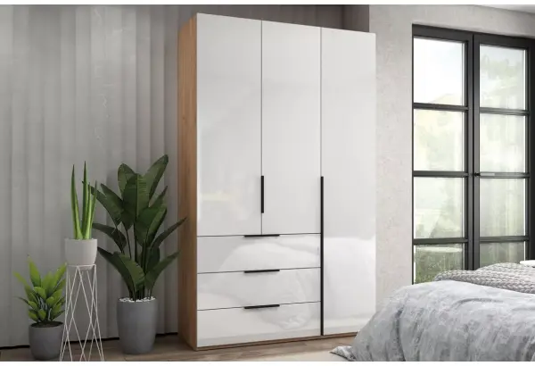 Шкаф 3-х дверный с полками и ящиками, 135 см Люкс - главное фото