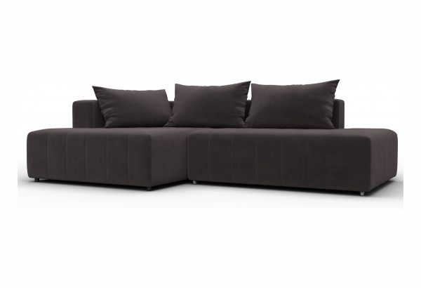 Диван угловой Лига-103 НПБ угол левый SEVEN 727 коричневый (Велюр) - главное фото