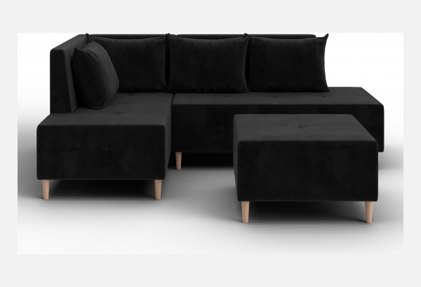 Диван угловой модульный с пуфом Лига-126 угол левый SEVEN 35 черный (Велюр) - главное фото