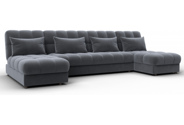 Диван П-образный Лига-116 НПБ SEVEN 17 серый (Велюр) - главное фото