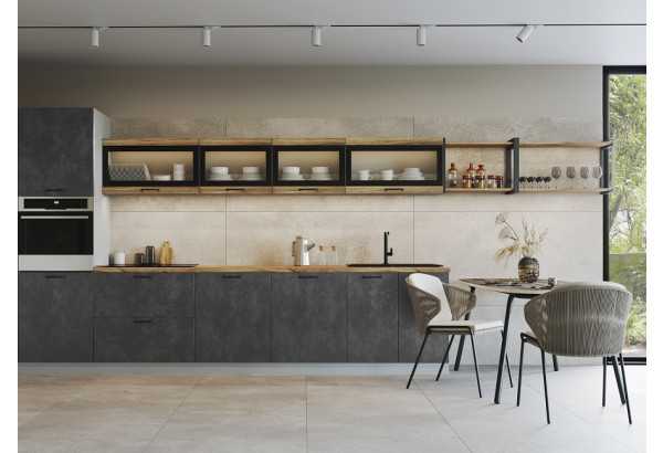Модульная кухня "Лофт" Дуб цикорий / Бетон тёмный МДФ - главное фото