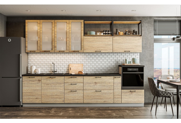 Модульная кухня "Лофт" Дуб майский МДФ - главное фото