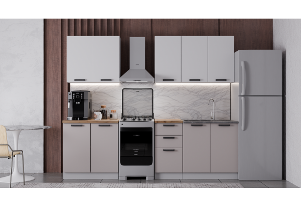 Модульная кухня "Фортуна" Белый / Бежевый МДФ 2 м - главное фото