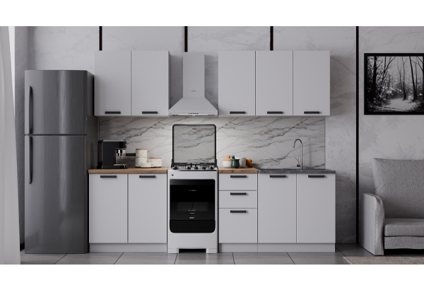 Модульная кухня "Фортуна" Белый МДФ 2 м - главное фото