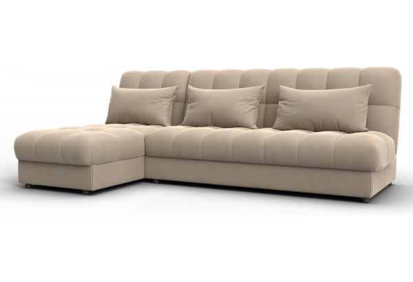 Диван угловой Лига-116 НПБ угол левый SEVEN 729 бежевый (Велюр) - главное фото