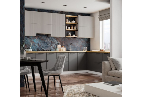 Модульная кухня "Мелисса" Бежевый/"Марта" Графит МДФ - главное фото