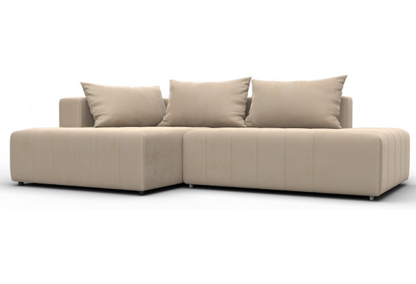 Диван угловой Лига-103 НПБ угол левый SEVEN 729 бежевый (Велюр) - главное фото