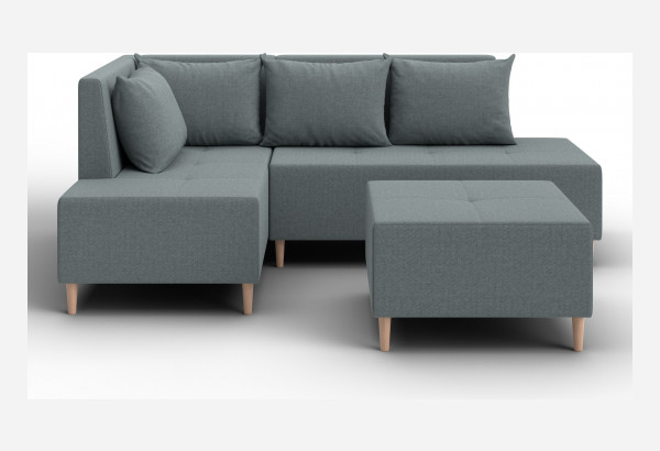 Диван угловой модульный с пуфом Лига-126 угол левый Амур 07 серый (Рогожка) - главное фото