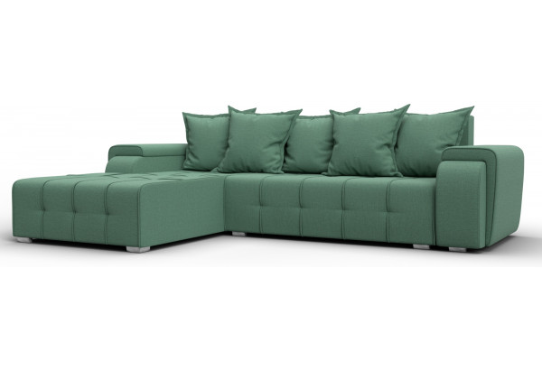 Диван угловой Лига-121 левый угол Амур 11 зеленый (Рогожка) - главное фото