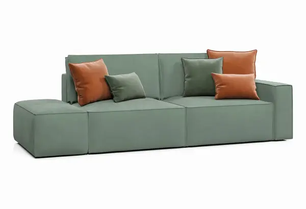 КОРСО Диван прямой с банкеткой, темно-зеленый - главное фото