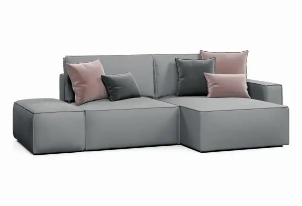 КОРСО Диван угловой с банкеткой, серый - главное фото